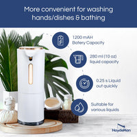 HaydeMan Automatic Foaming Soap Dispenser, 10oz Bathroom Soap Dispenser/Kitchen Soap Dispenser with Aromatherapy, USB Type-C Rechargeable Touchless Soap Dispenser (White)