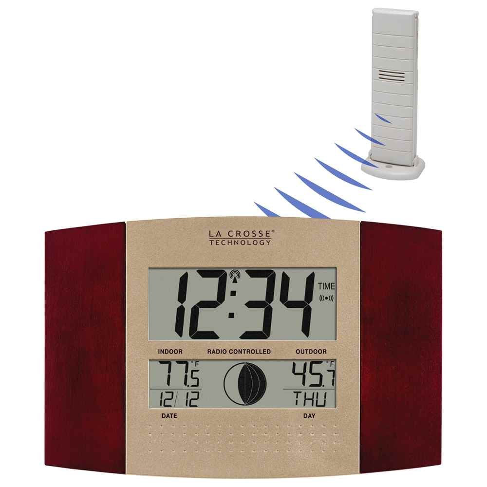 La Crosse Technology WS-8117U-IT-AL Atomic Wall Clock with Indoor/Outdoor Temperature