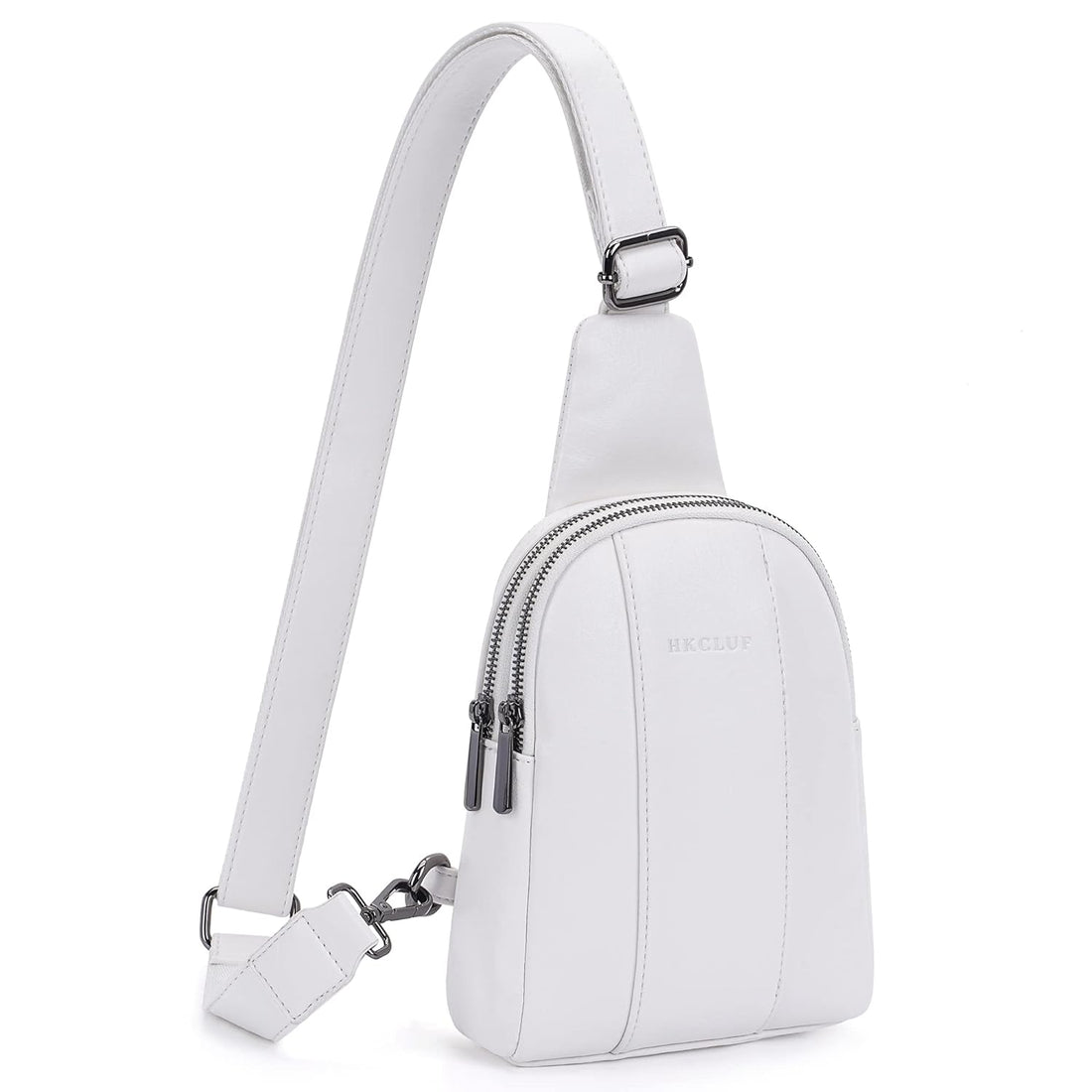 HKCLUF Sling Bag for Women Vegan Leather Chest Bag Small Crossboday Fanny Pack Cell Phone Sling Purse with Adjustable Strap, 03-white, Fashion