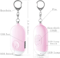 Safesound Personal Alarm Siren Song 2 Pack - 130dB Self Defense Alarm Keychain Emergency LED Flashlight with USB Rechargerable - Security Personal Protection Devices for Women Girl Kid Elderly