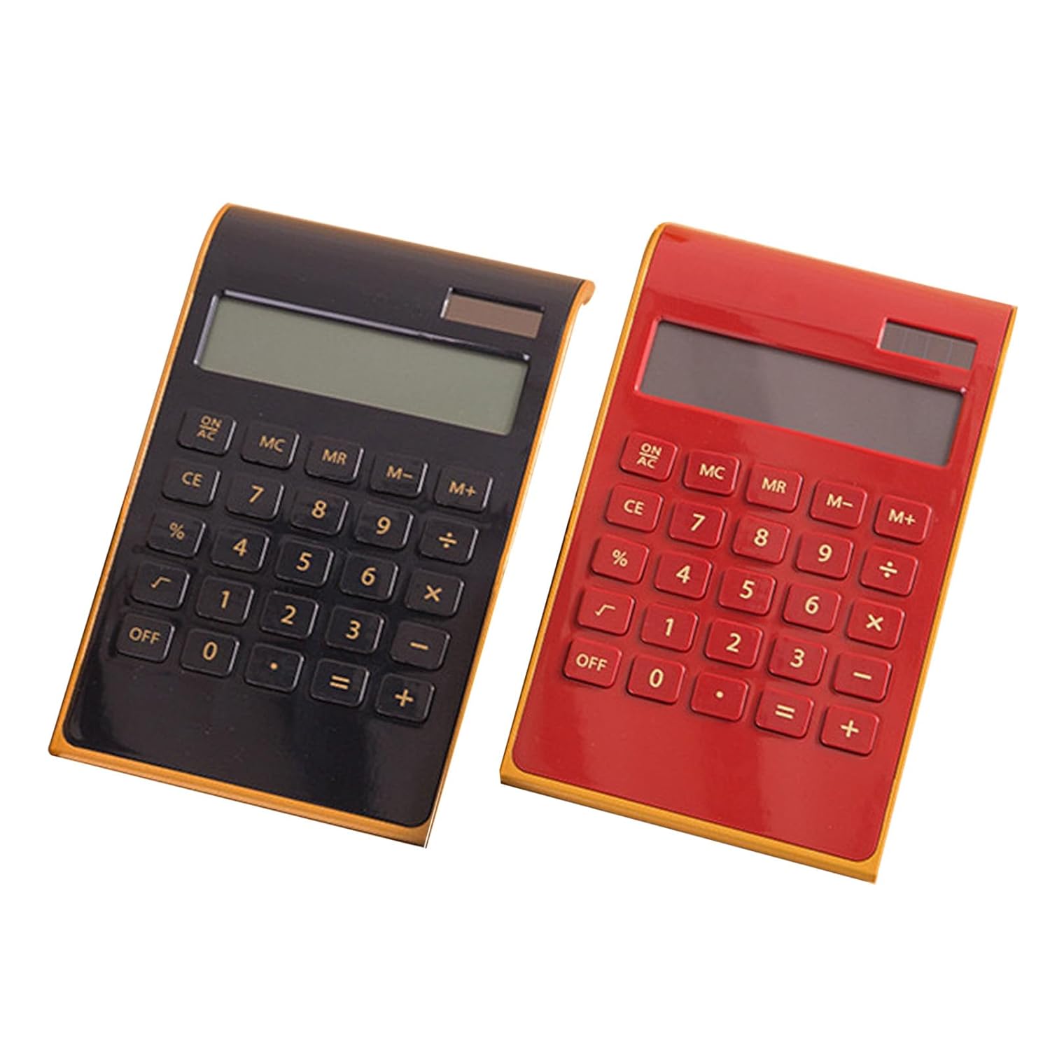 Benkaim 2-Pack Basic Large Solar Calculator Solar Red and Black Calculator Standard Function Desktop Calculator LCD 10-Digit Calculator for Office, Home