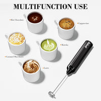 Tulevik Milk Frother For Coffee With Stand, USB Charge Handheld Foam Maker, USB-Rechargeable Drink-Mixer with 2 Stainless Whisks 3-Speed Adjustable for Coffee, Hot Chocolate, Milkshakes, Egg (Black)