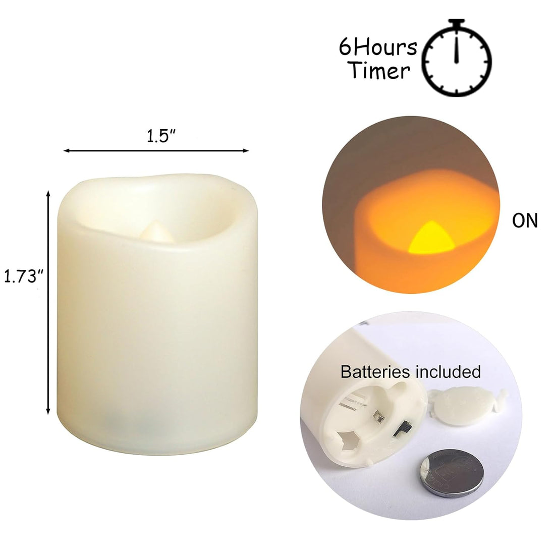 Qi8Li 24 Pack Votive Candles Battery Operated with 6H Timer, 200+ Hours Flickering Flameless Candles, Fake LED Electric Candles for Table Decoration for Christmas, 1.5" D X 1.73" H
