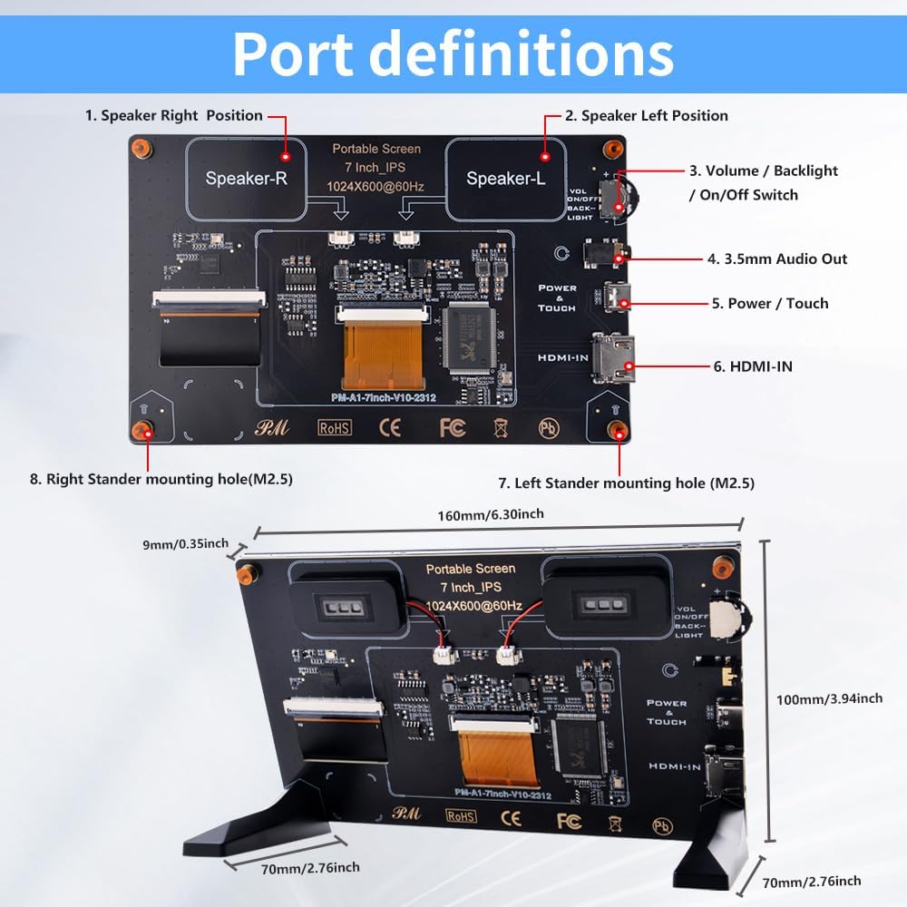 GeeekPi 7 Inch Capacitive Touchscreen for Raspberry Pi – Side View