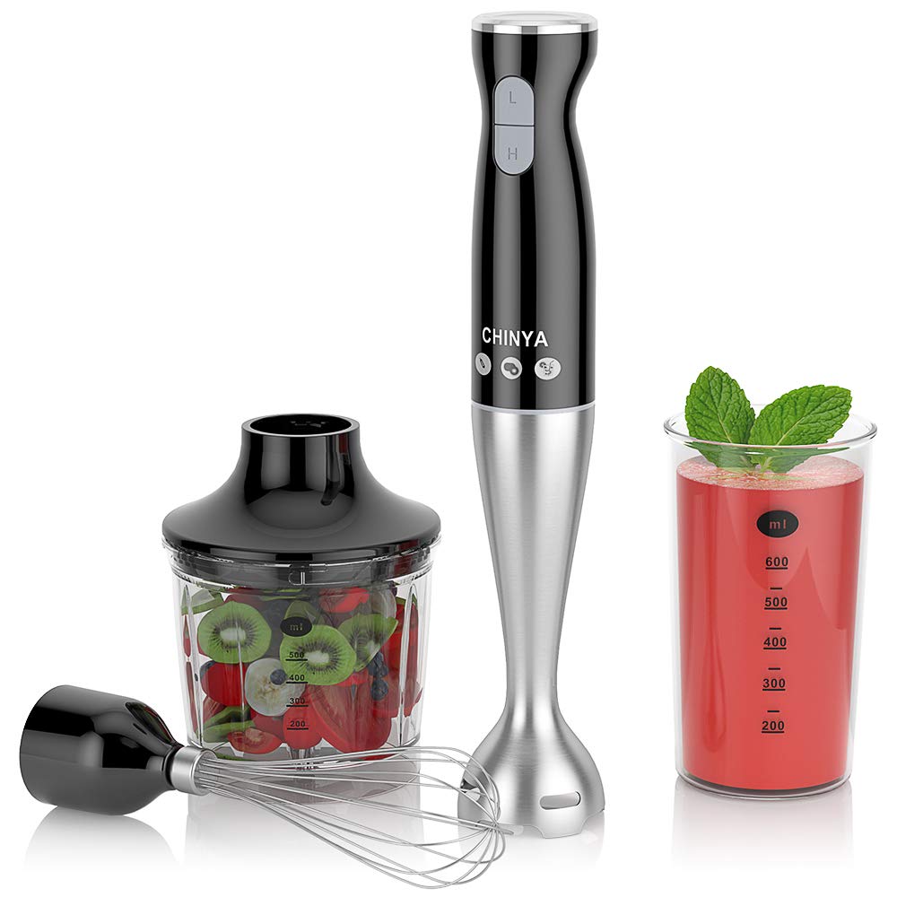 Hand Blender, Version Powerful 4-in-1 Immersion Hand Blender with 16oz Food Chopper, 20oz SAN Beaker and Ballon Whisk, BPA-Free Hand Mixer Set [FDA/ETL Approved]