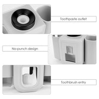 DODAMOUR Toothbrush Holder, Wall Mounted Automatic Toothpaste Dispenser, Equipped with 1 Toothpaste Extruder, 2 Electric Toothbrush Holders, Organizer for Shower Bathroom (Gray)
