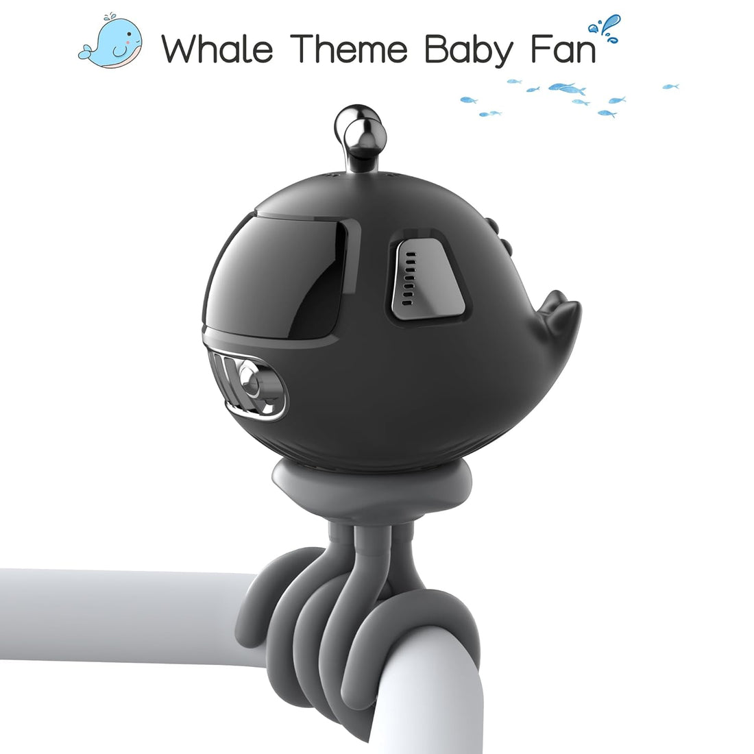 KinYiLO Cute Stroller Fan Clip On for Baby, Portable Bladeless Baby Fans Quiet, 4000mah Rechargable Battery Operated, 4 Speeds,Flexible Tripod,Small Clip Fan for Crib,Carseat