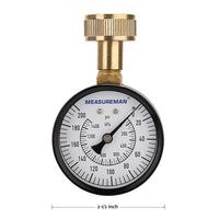 Measureman 2-1/2" Water Pressure Test Gauge, 3/4" Female Hose Thread, 0-200 psi/kpa