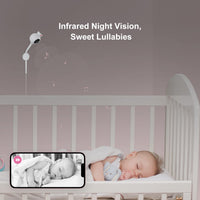 iBaby Smart Baby Breathing Monitor - with Camera and Audio, Tracking Baby's Breathing, Sleeping, Movement. i2 Wi-Fi Video Baby Monitor, Contactless, Work with Smartphone