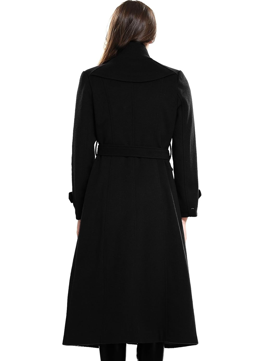 Escalier Women's Wool Trench Coat Winter Double-Breasted Jacket with Belts