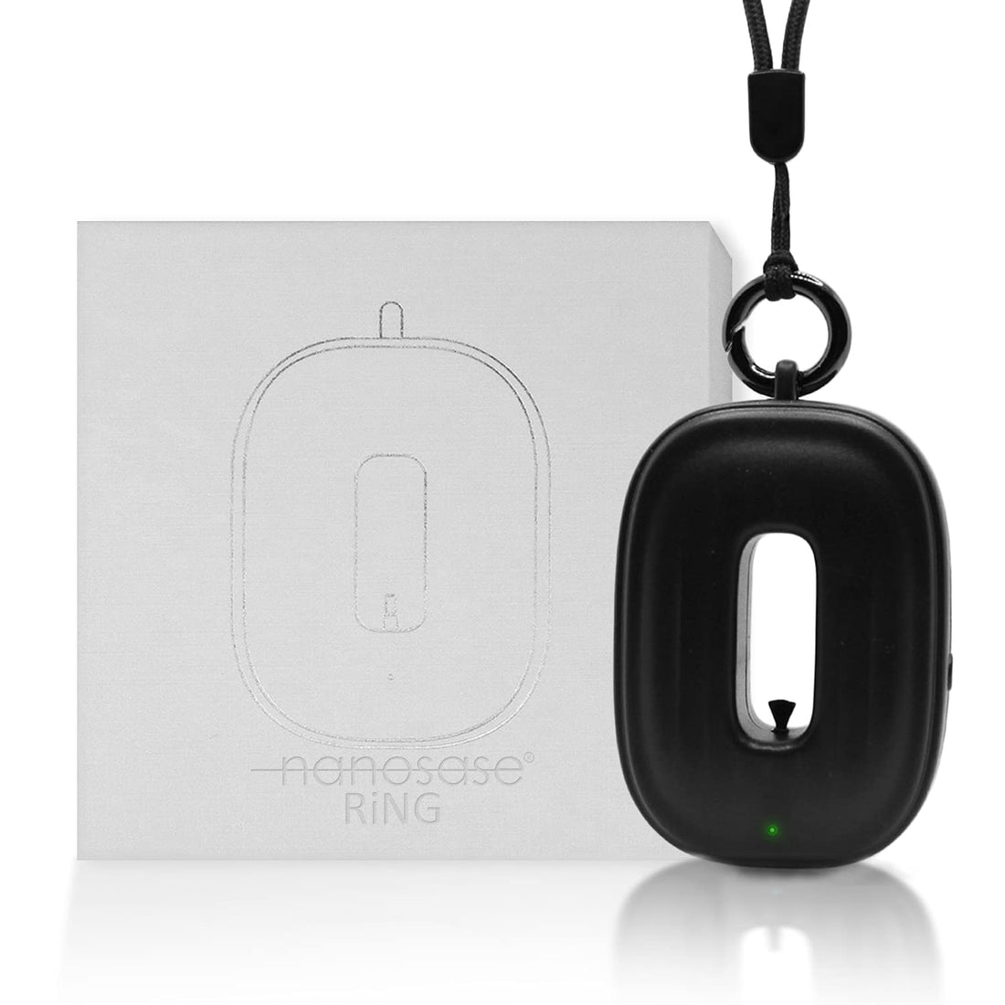 Nanosase ring personal air purifier necklace mini ionic wearable for Kids, Adults, healthy negative ion therapy, filterless mobile air ionizer by igozen. (Black, 1 Pack)