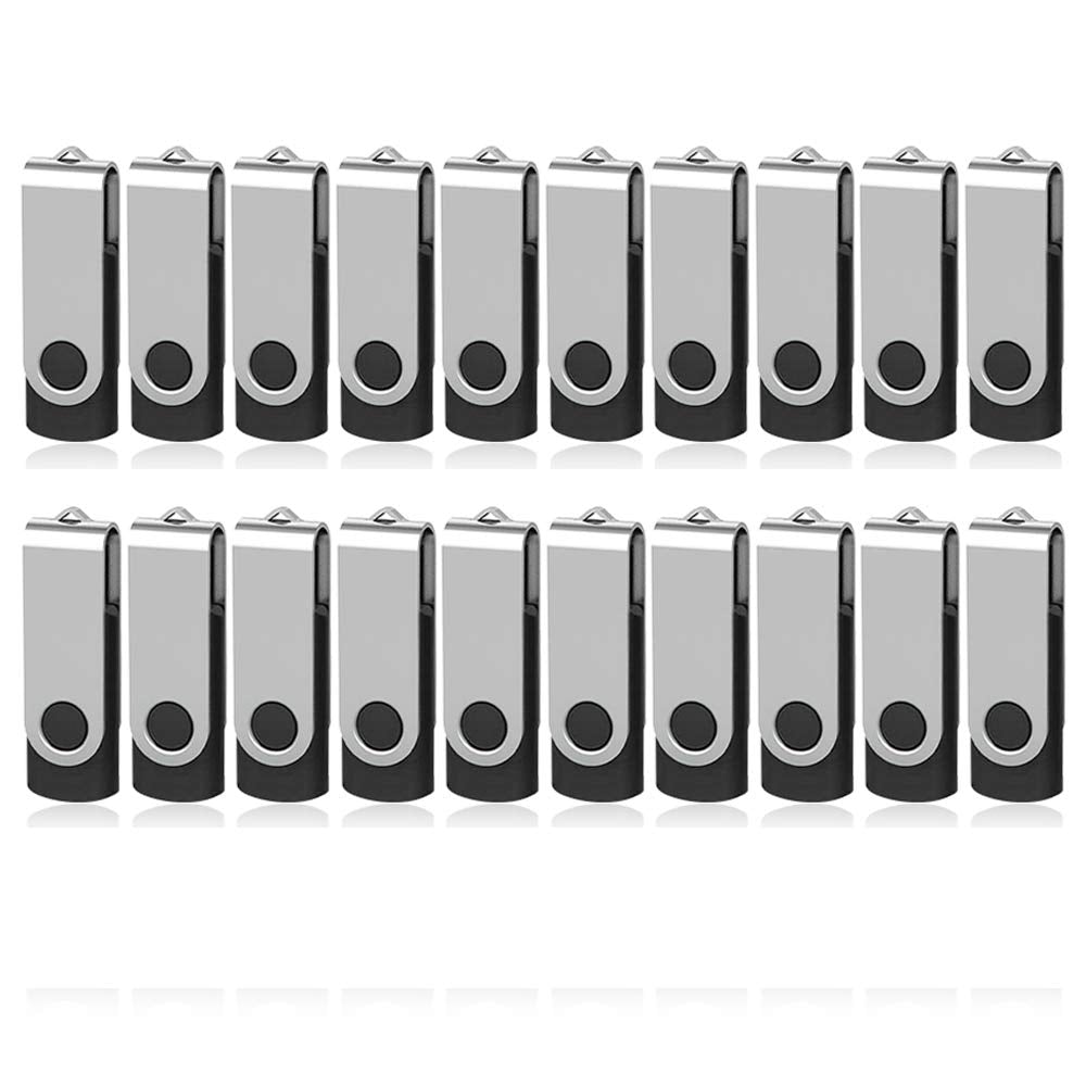 Flash Drive 4GB Bulk, Pen Drive AreTop USB2.0 Flash Drive Frosted Memory Stick Swivel Thumb Drives for Fold Date Storage (Pack 20Pcs-Black)