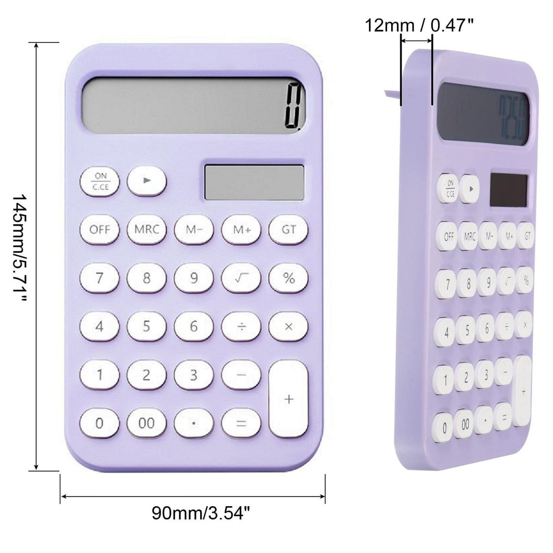 Basic Desk Calculator, Cute Pocket Calculators Desktop, 12 Digit Desktop Calculator with Large LCD Display for Office Home and School (Purple)