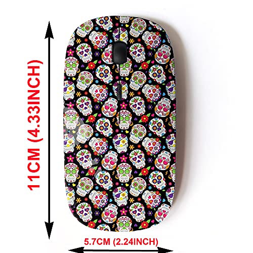 Wireless Mouse: 2.4G Dead Sugar Skulls Design – Side View