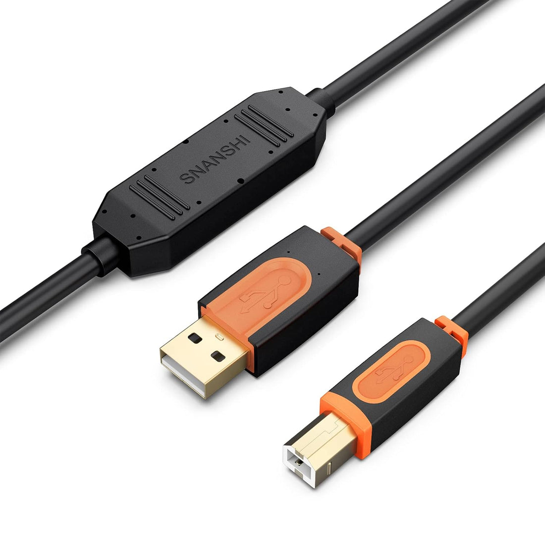 SNANSHI Printer Cable 50 Feet, Active USB Printer Cable USB 2.0 Type A Male to Type B Male Scanner Printer Cord Compatible with HP, Canon, Lexmark, Epson, Dell, Xerox, Samsung etc