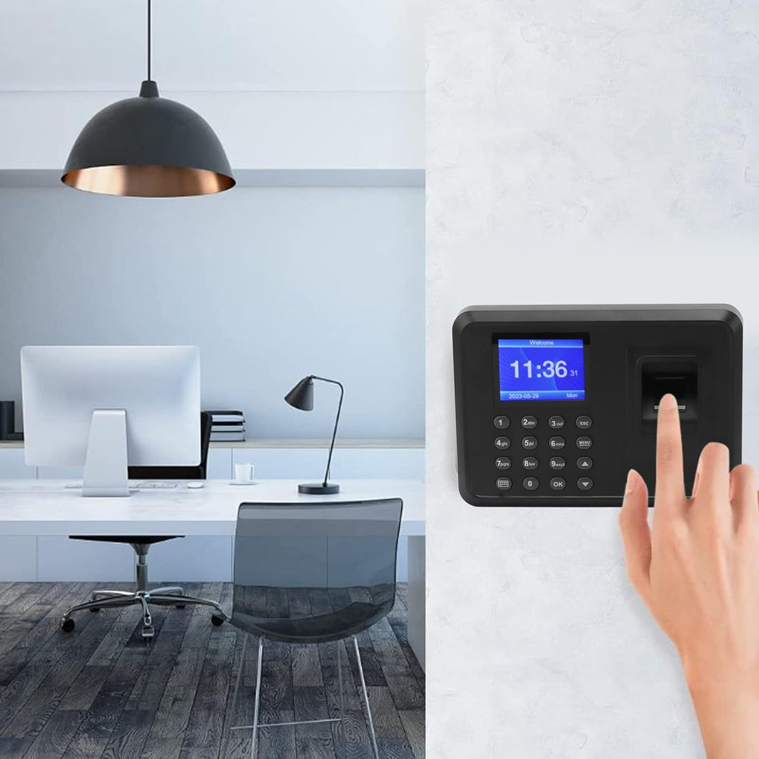TOPINCN Intelligent Biometric Fingerprint Password Attendance Machine, Employee Checking in Recorder, Time Clocks for Small Business Clock in and Out Machine for Employees (100 to 240V) (US Plug)