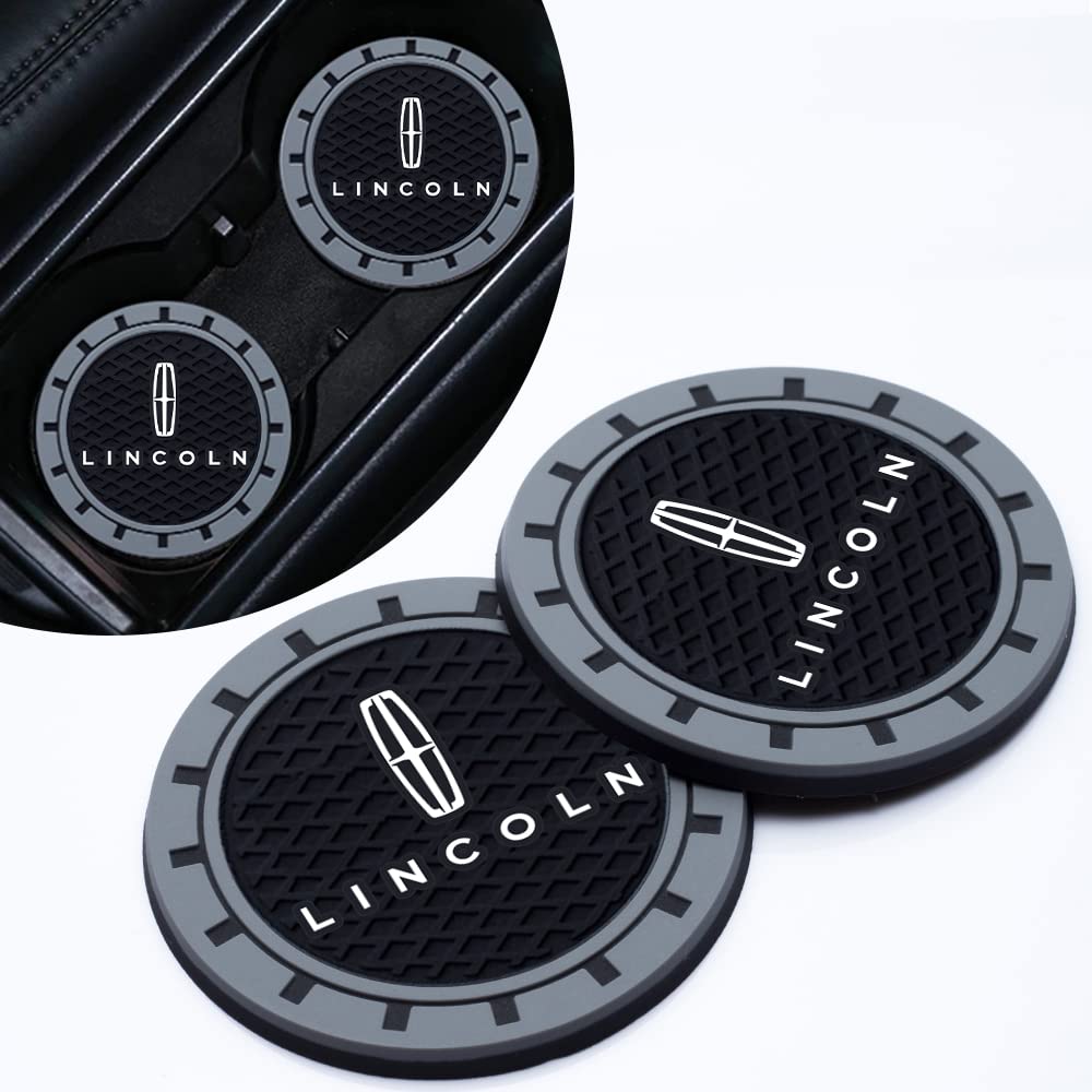 for Lincoln Car Cup Holder Coaster,Cup Holder Insert Coaster for Lincoln MKC Nautilus Aviator Navigator MKZ Continental,Anti Slip Car Cup Coaster for Lincoln Car Interior Accessories,Black