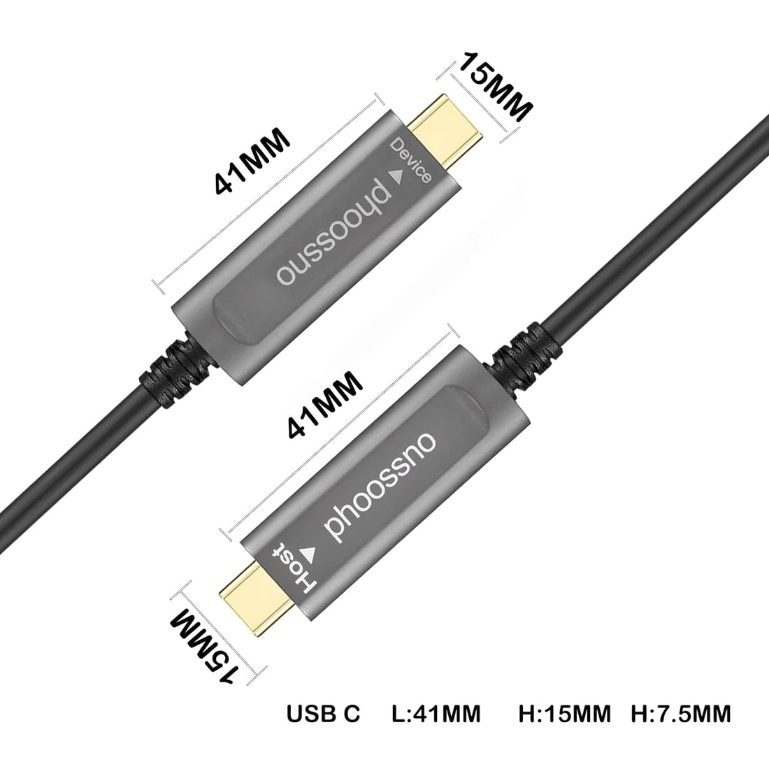 phoossno USB C to C 20M 30M (C-C 20M Straight 180℃)