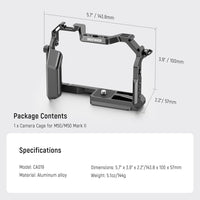 NEEWER M50/M50 II Cage Compatible with Canon M50 M50 Mark II, Aluminum Video Rig with HDMI Cable Clamp, NATO Rail, 1/4", 3/8" ARRI Locating Holes, Arca Base Compatible with DJI RS2 RS3 Gimbal, CA019
