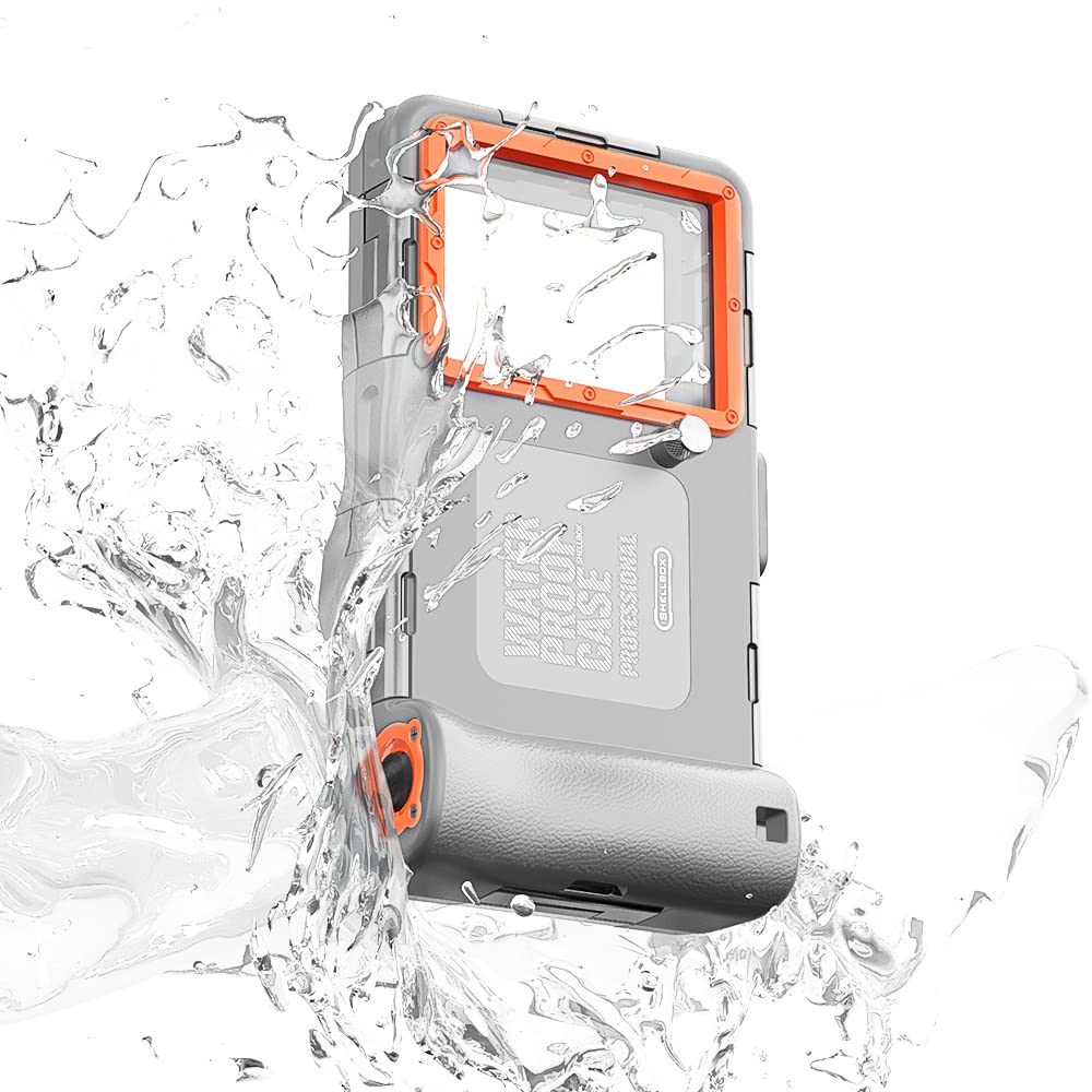 (2nd Gen) Universal Phone Waterproof Case for Most of Samsung Galaxy and iPhone Series, 66ft Underwater Photography Waterproof Housing, Diving Case for Surfing Swimming Photo (Gray+Orange)