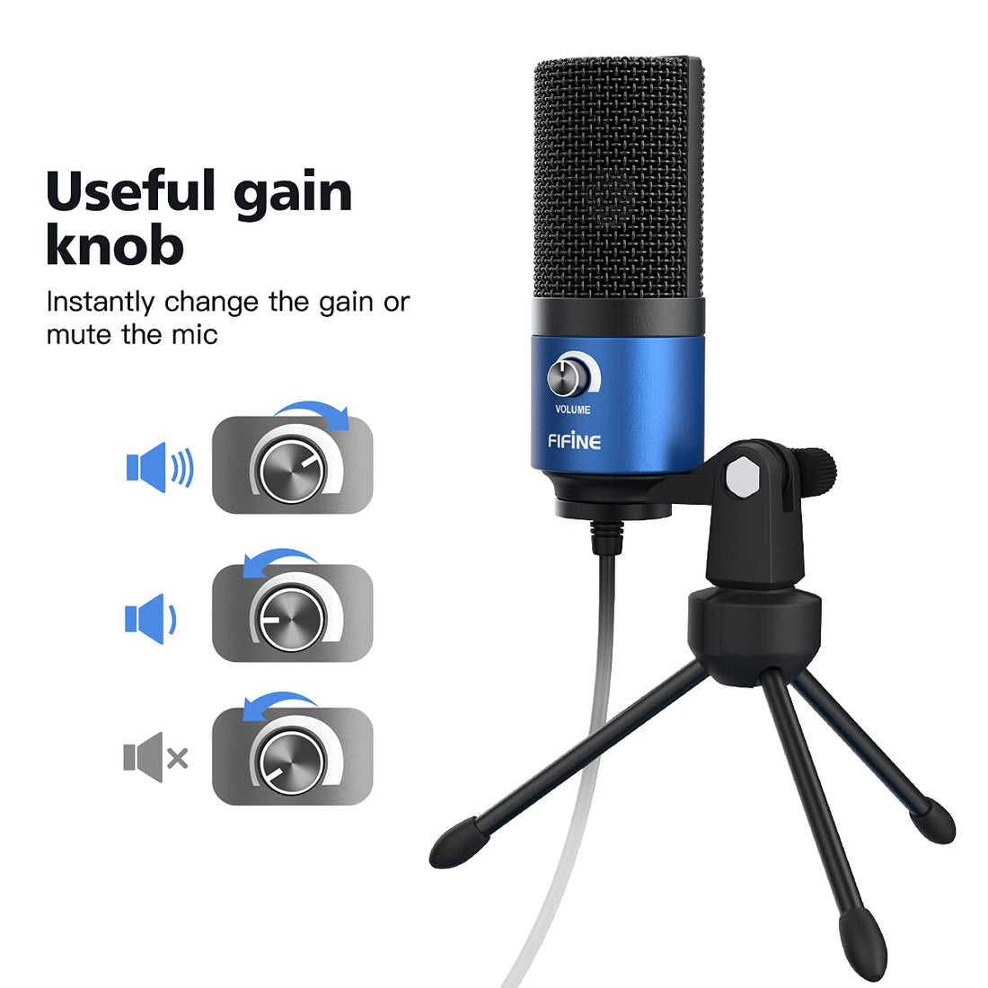 FIFINE USB Computer Microphone for Recording YouTube Video Voice Over Vocals for Mac & PC, Condenser Mic with Gain Control for Home Studio, Plug & Play - K669L