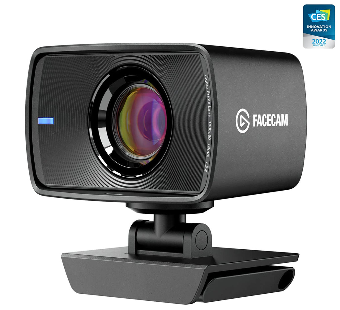 elgato Facecam - True 1080p Optical Zoom 60 Full HD Webcam, Fixed-Focus Glass Lens, Indoor Lighting, onboard Memory, Detachable USB-C, Black