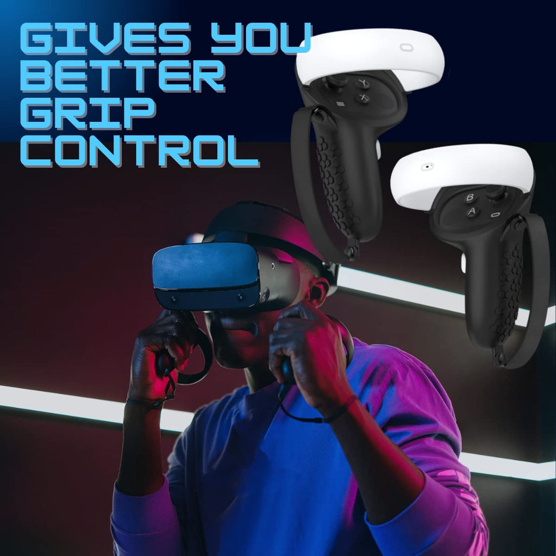AMZDM Controller Grip for Oculus Quest 2 Accessories Grips Cover for VR Touch Controllers Covers Protector with Non-Slip Joystick Covers 1Pair Black