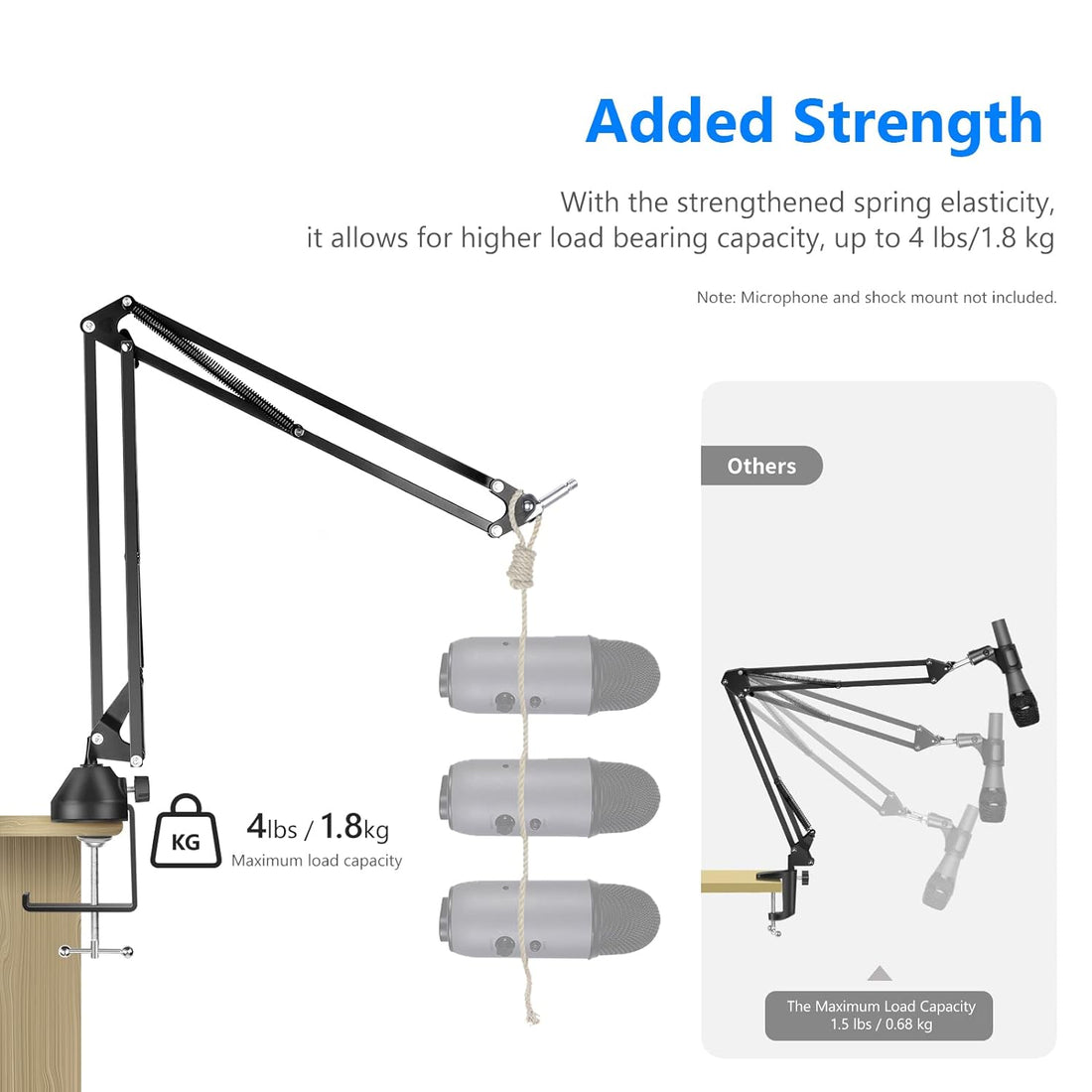 Neewer Microphone Arm Stand, Suspension Boom Arm Stand with Upgraded C-Clamp, Pop Filter, 3/8ââ‚¬Âââ‚¬â€œ1/4ââ‚¬Â & 3/8ââ‚¬Âââ‚¬â€œ5/8ââ‚¬Â Adapter, Mic Clip, Compatible with Blue Yeti Nano Snowball Ice, Ring Light, DLSR Camera