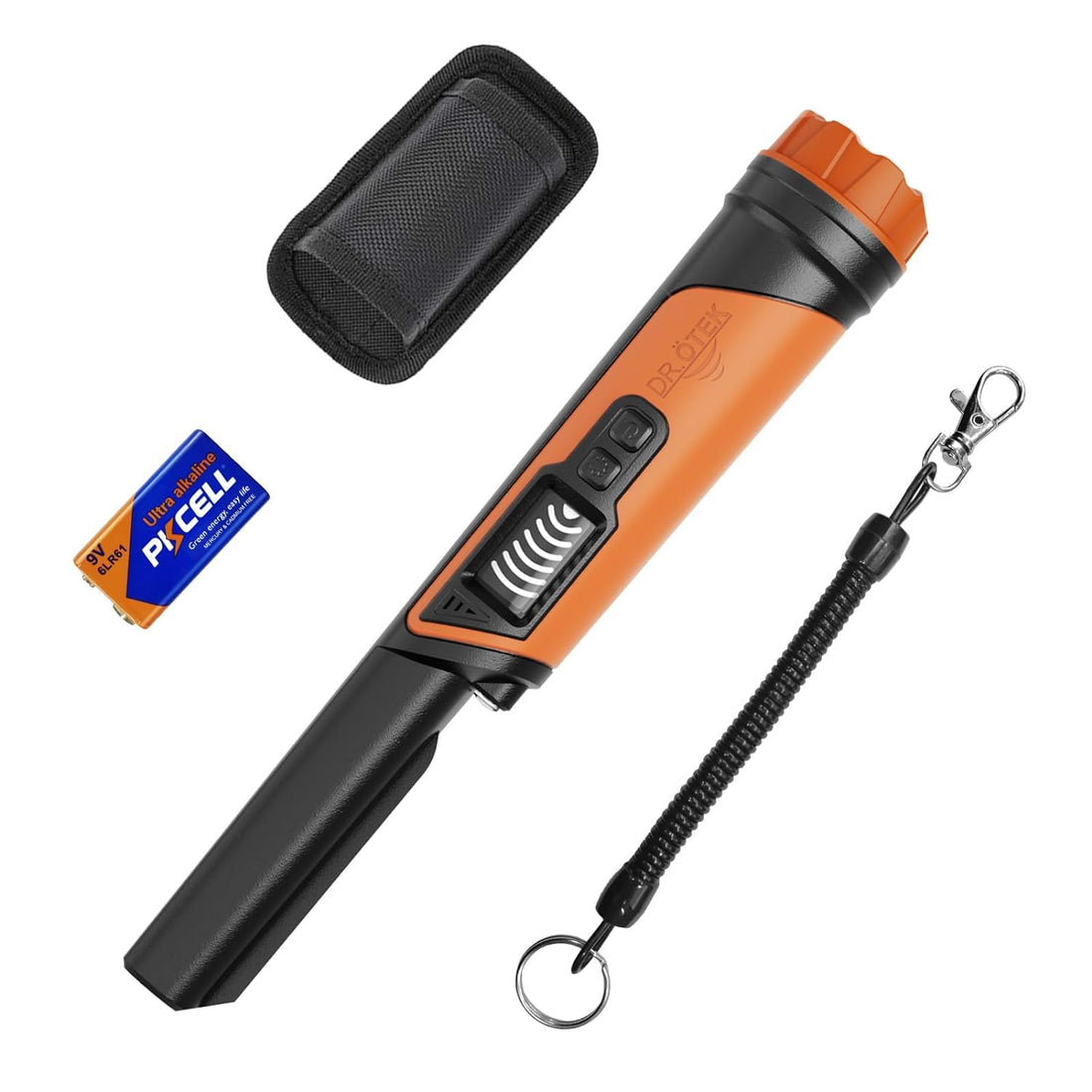 DR.ÖTEK Metal Detector Pinpointer IP68 Fully Waterproof Underwater Handheld Pin Pointer Wand, LCD Screen, Small Metal Detector for Adults, High Accuracy, 3 Alert Modes, for Gold, Relics - Orange
