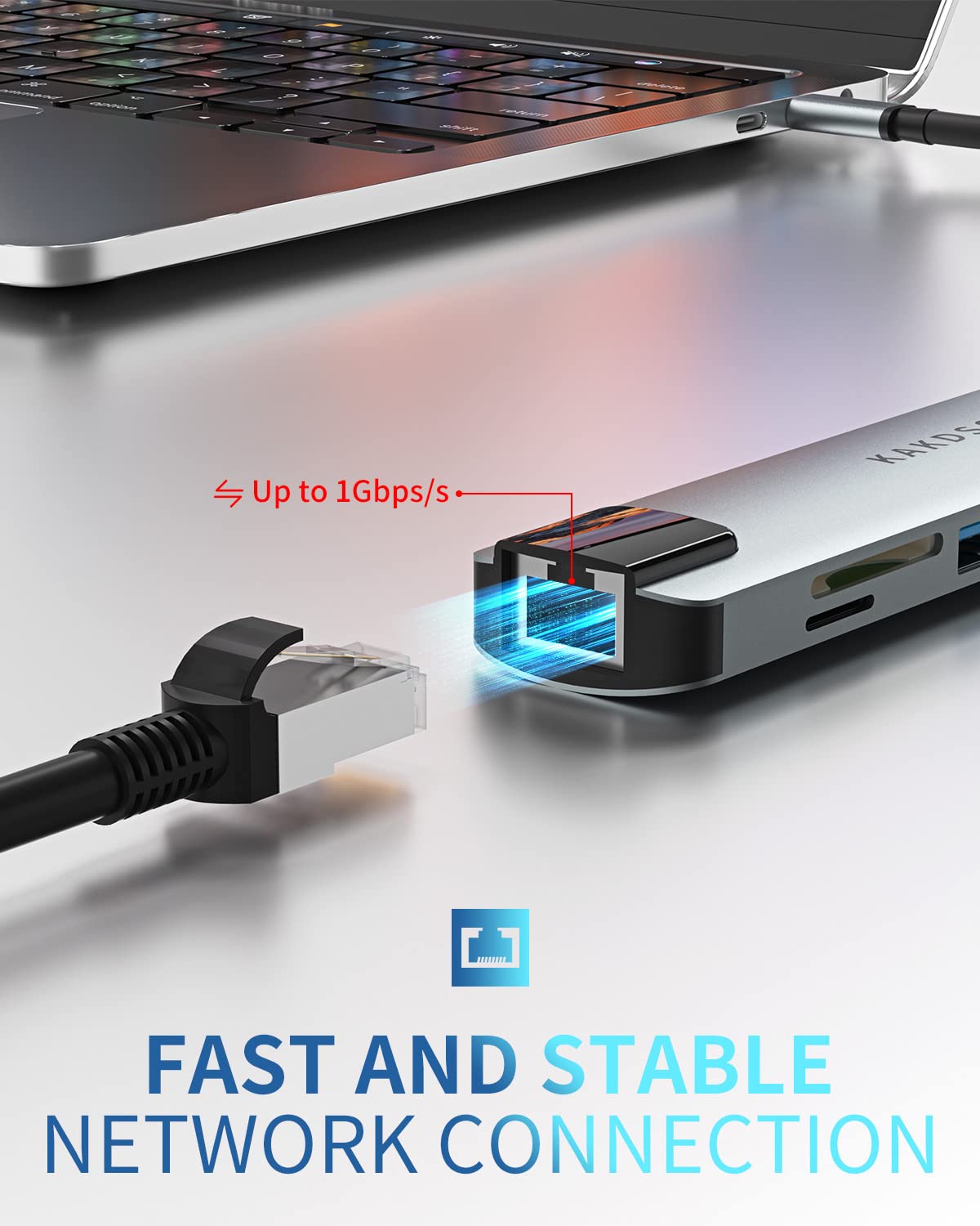 USB C Hub Multiport Adapter, USB C Hub Kakdsoip USB C Dock with 4K@30Hz HDMI, 100W Power Delivery, Ethernet, USB 3.0 Port, TF/SD Card Reader, 1ft Cable, USB-C Hub for MacBook Air/ Pro iPad Dell Google