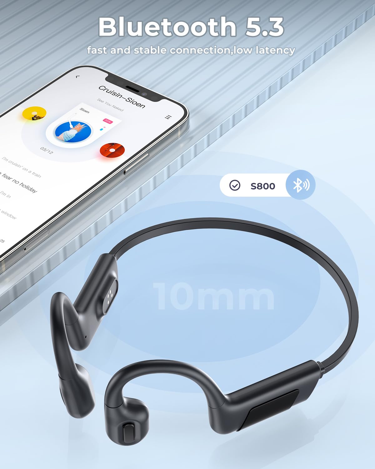 BEARTAIN Swimming Headphones Bone Conduction Headphones IP68 Waterproof Wireless Headset Bluetooth 5.3 Open Ear Sports Earphones