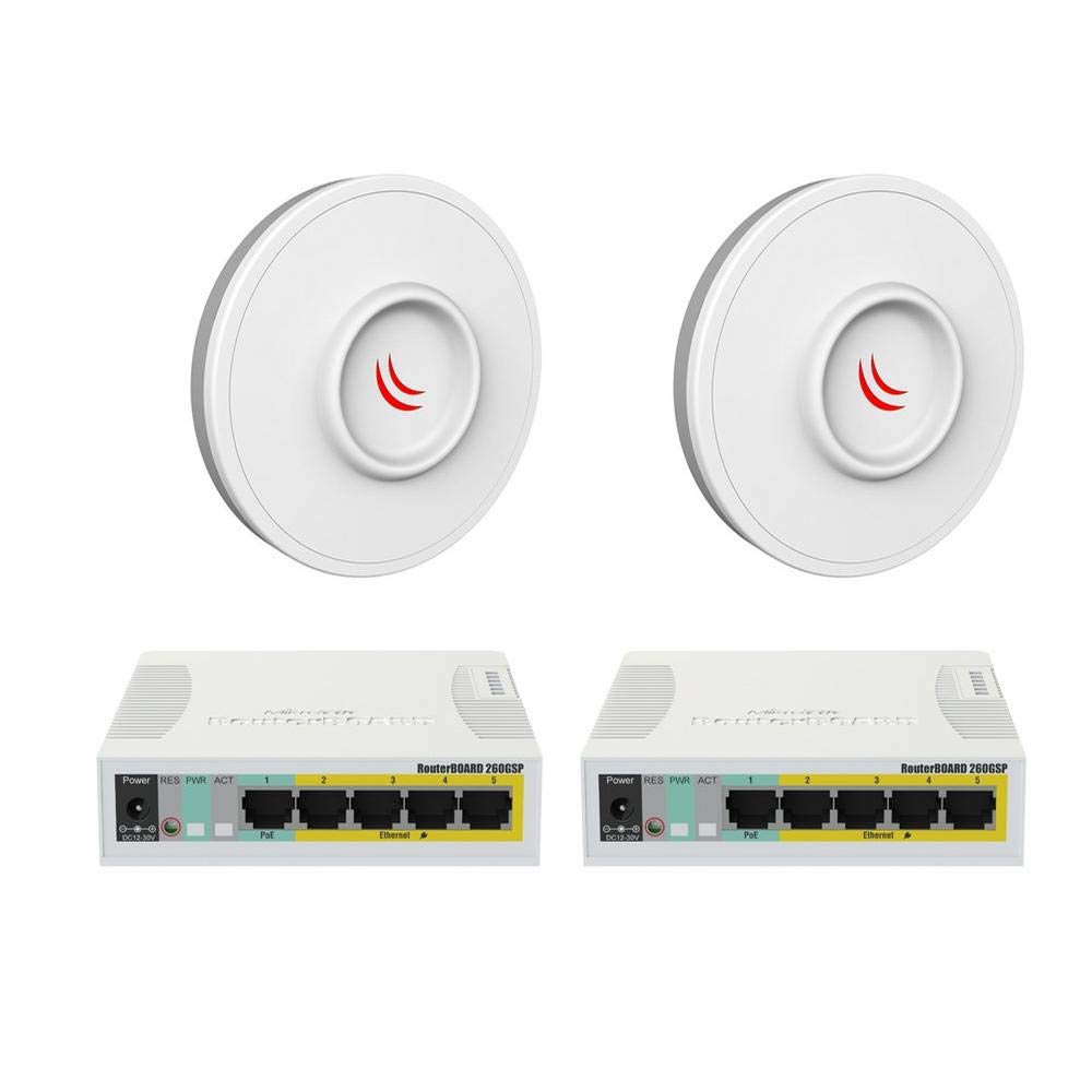 Mikrotik RB260GSP PoE Switch 5-Port Gigabit and 1x SFP cage x2 Plus x2 DISC Lite5 ac 21dBi Outdoor Wireless Device PRE-CONFIGURED