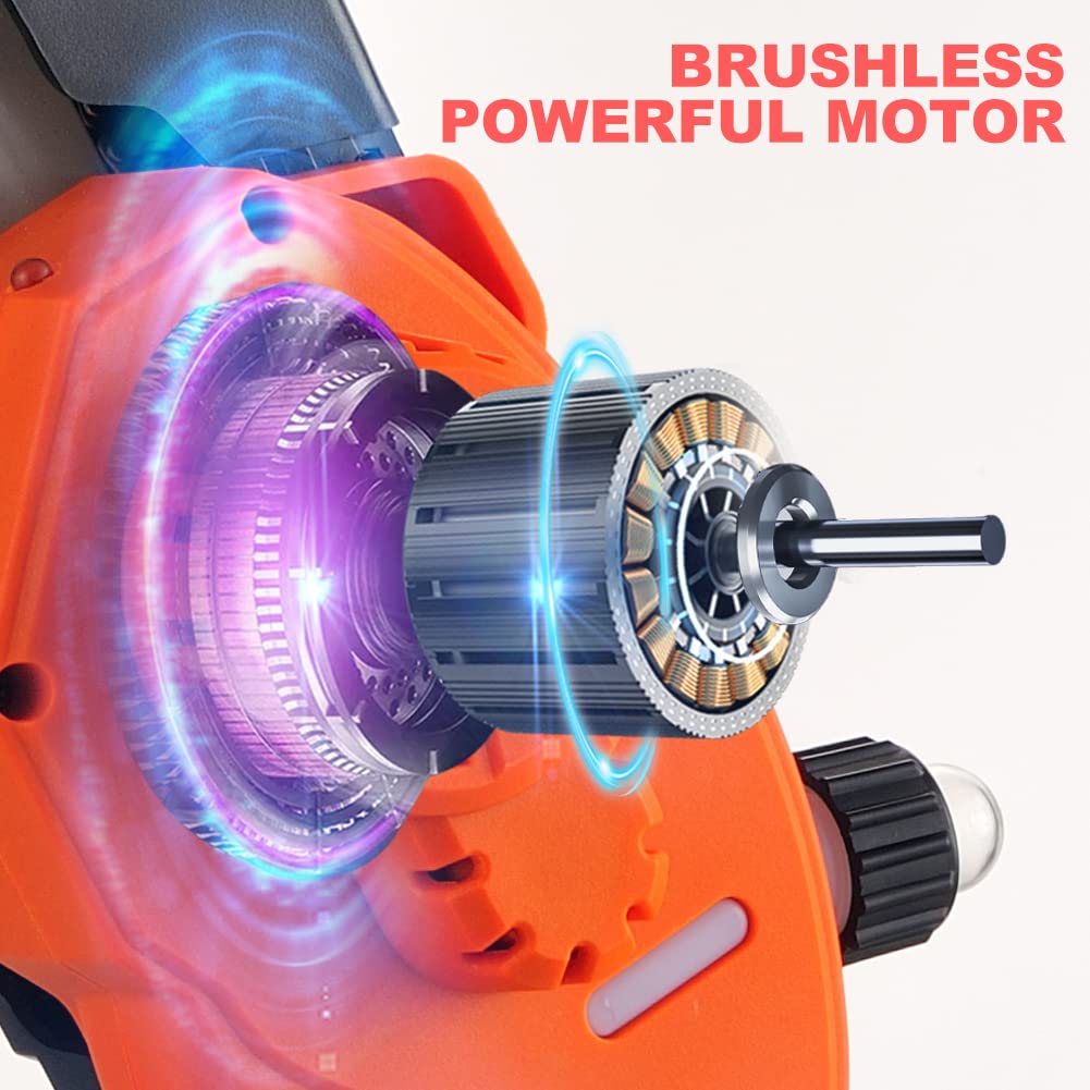 Brushless Mini Chainsaw Cordless 6 Inch 8 Inch with 2Pcs Lithium Battery and Auto-oil System, Electric Rechargeable 21v Small Handheld Portable Saws Yard Tool for Wood Cutting Tree Branches Trimming