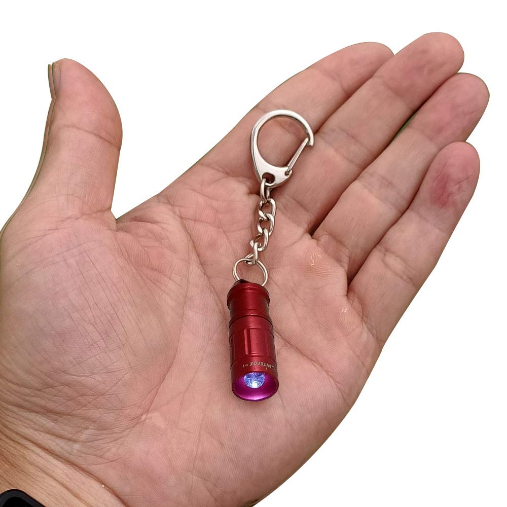 Super Mini Small Tiny Keychain Flashlight, Smallest Bright Key Ring Light Torch for EDC Emergency Dog Walking Sleeping Reading Gift for Student Kids or Parents (e1-alu alloy Red)