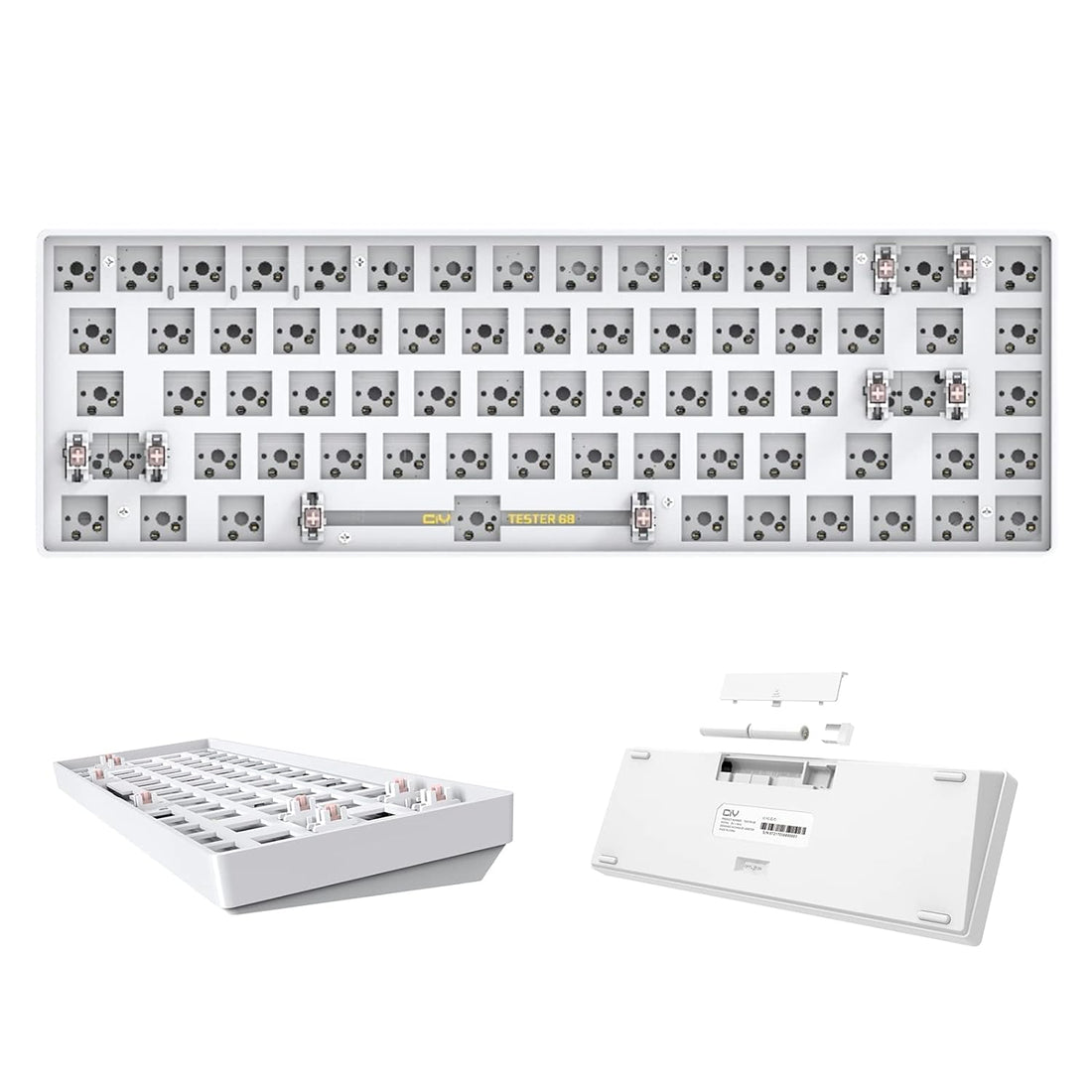 CIY GK68 Dual Mode Wireless Hotswap Keyboard Kit, DIY 65% Keyboard, Bluetooth 5.0/2.4G Wireless, Replaceable MX Switch 5Pin/3Pin, ABS Shell,Metal Positioning Plate, Sound Insulation Mat(White)