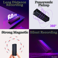 128GB Magnetic Voice Activated Recorder, Long Battery Digital Audio Recorder, Portable Recording Devices, Voice Recorder with 2000 Hours Recording Capacity, 300 Hours Battery Time
