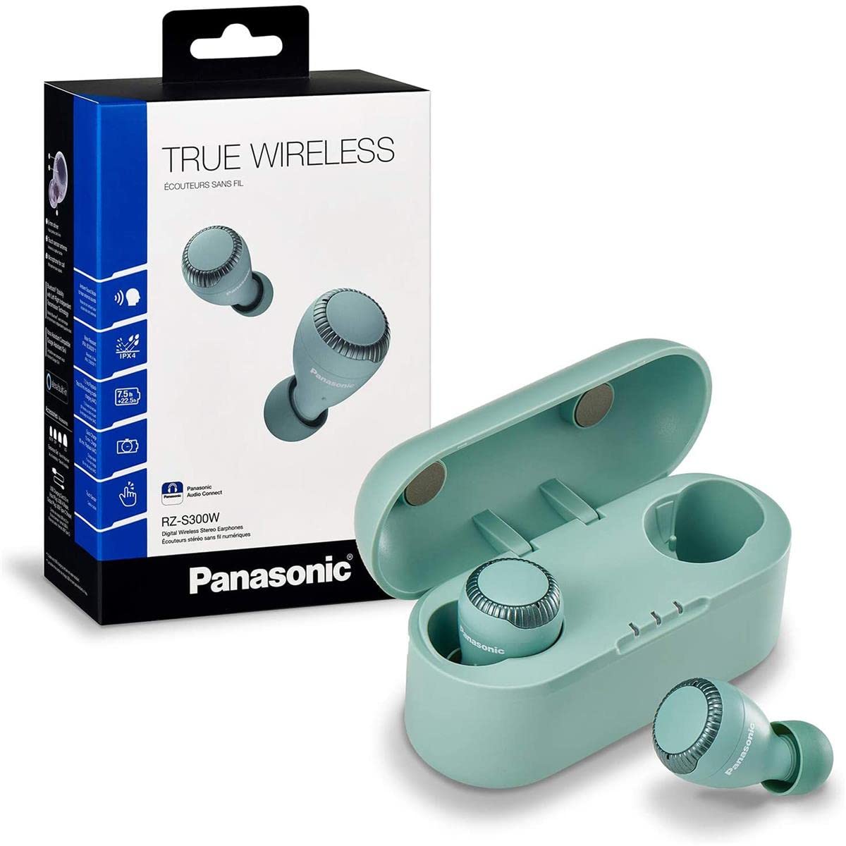 Panasonic True Wireless Earbuds | Bluetooth Earbuds|IPX4 Water Resistant | Small, Lightweight | Long Battery Life, Alexa Compatible | RZ-S300W (Green)