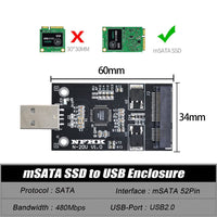 Xiwai Mini PCI-E mSATA to USB 2.0 External SSD PCBA Conveter Adapter Pen Driver Card Without Case