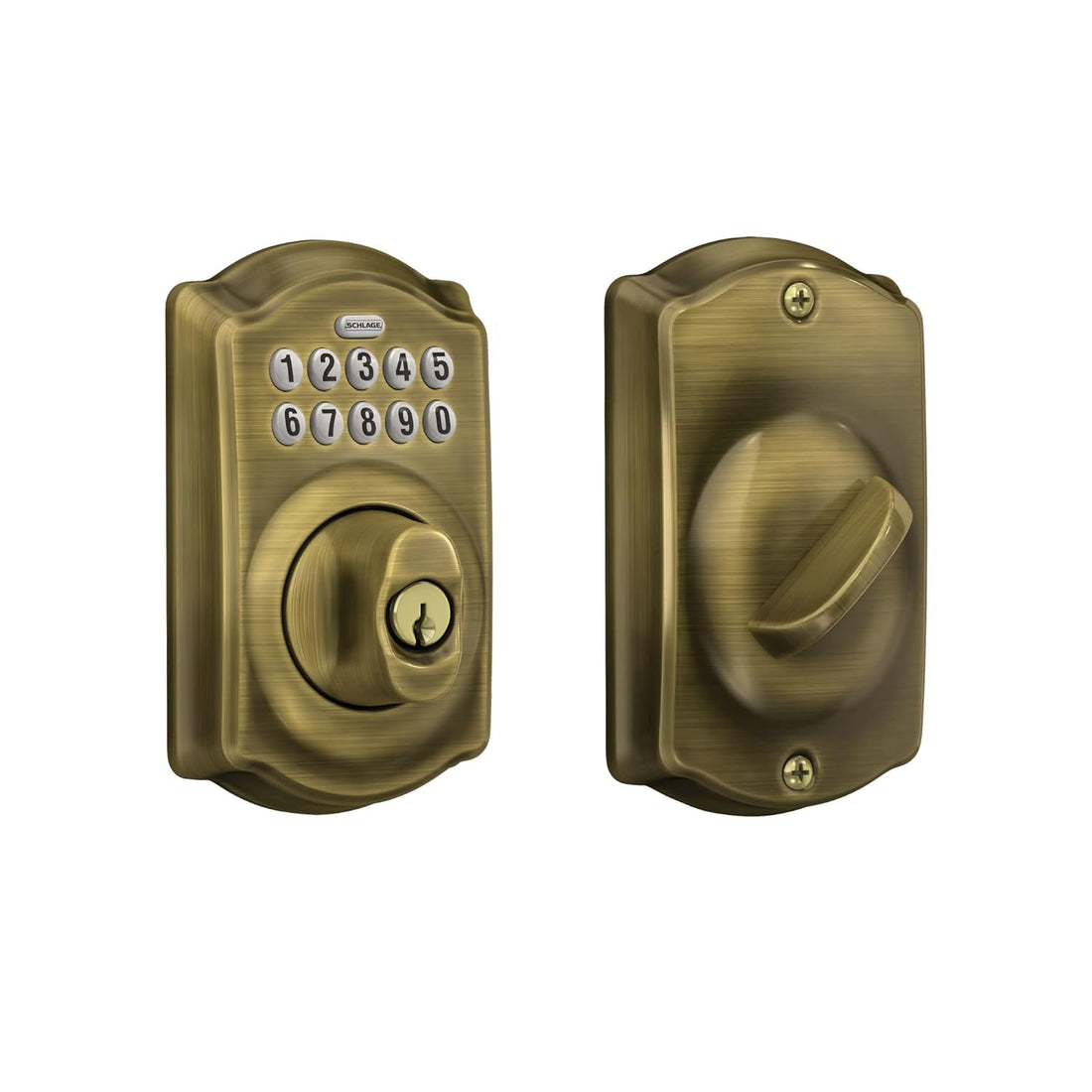 BE365 CAM 609 Camelot Keypad Deadbolt, Antique Brass