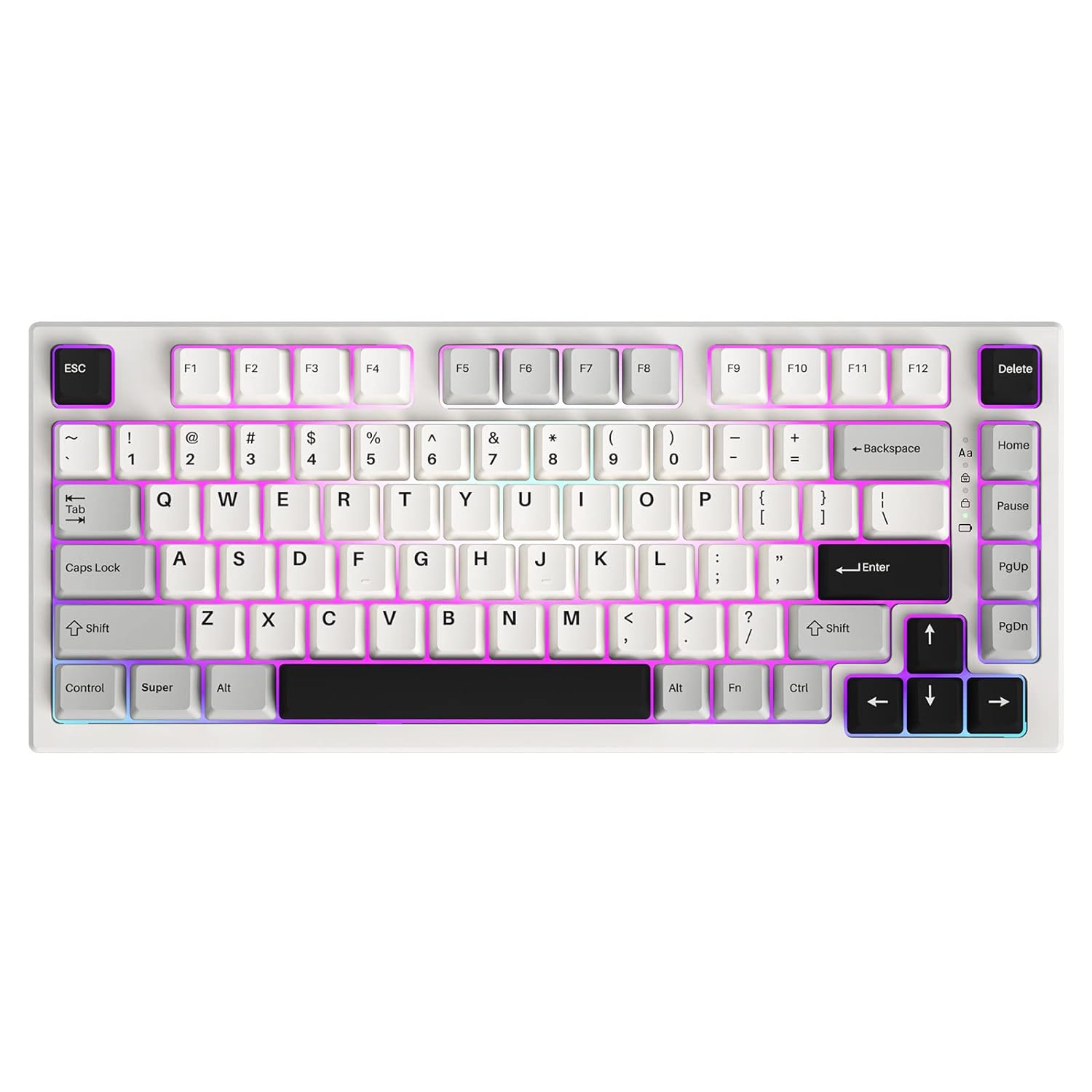 YUNZII YZ75 75% Hot Swappable Wireless Gaming Mechanical Keyboard, RGB Backlights, BT5.0/2.4G/USB-C, Double Shot PBT Keycaps for Linux/Win/Mac (Gateron G Pro Yellow, White)