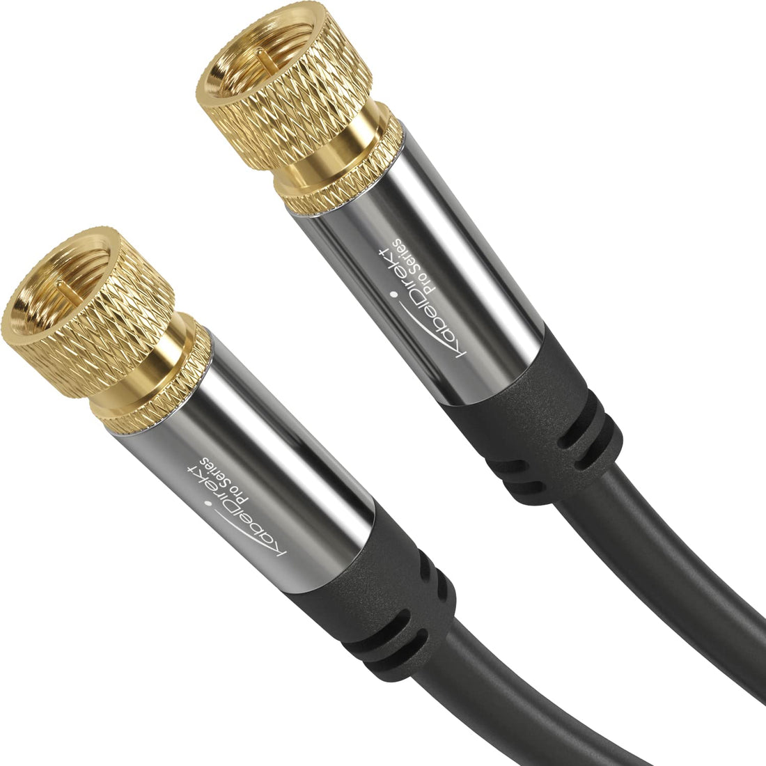 KabelDirekt Digital Coaxial Audio Video Cable (10ft) Satellite Cable Connectors - Coax Male F Connector Pin - Coax Cables for Satellite Television - PRO Series