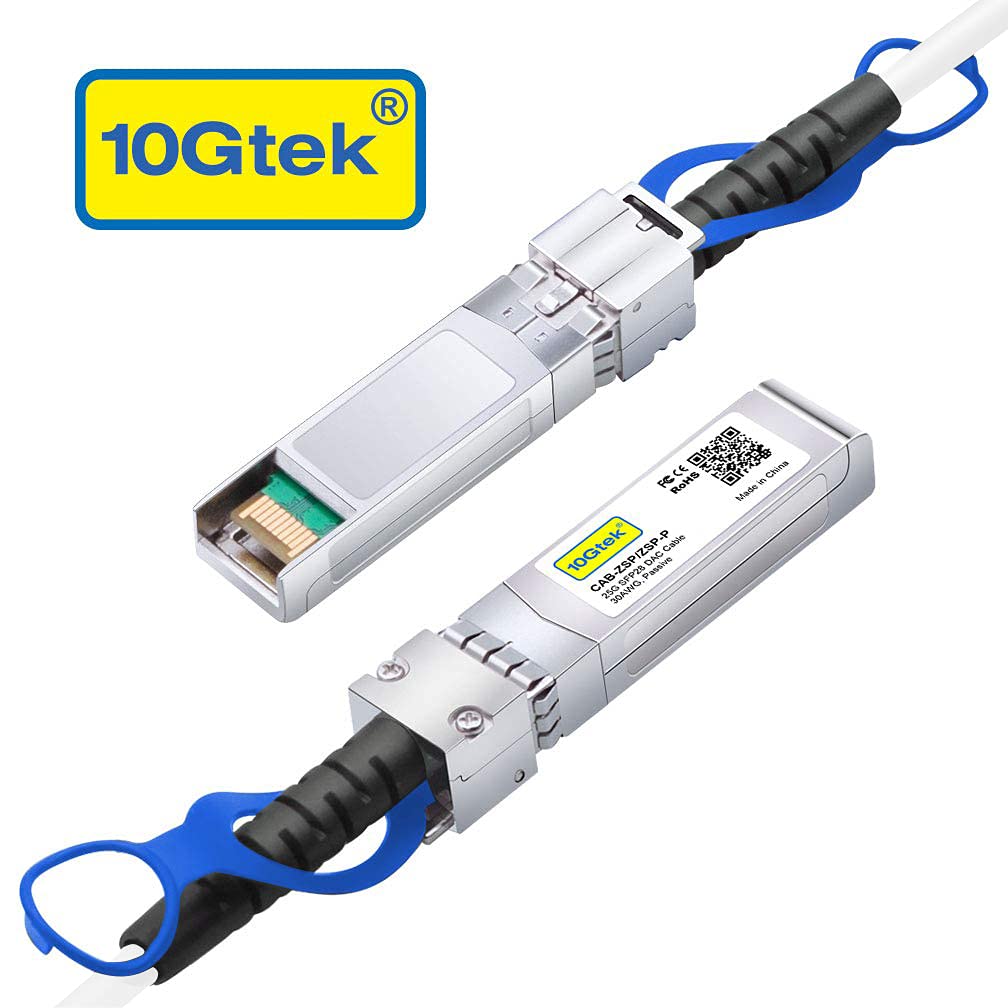 10Gtek [White] Colored 25G SFP+ DAC Cable - Twinax SFP Cable for Intel Devices, 2-Meter(6.6ft)
