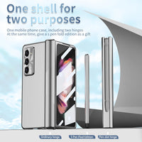 DEMCERT for Samsung Galaxy Z Fold 5 Case with Hinge Protection, Wireless Charger Design [Built in Screen Protector] [Camera Lens Protector] All-Inclusive Slim PC Phone Case for Z Fold 5 (Silver)