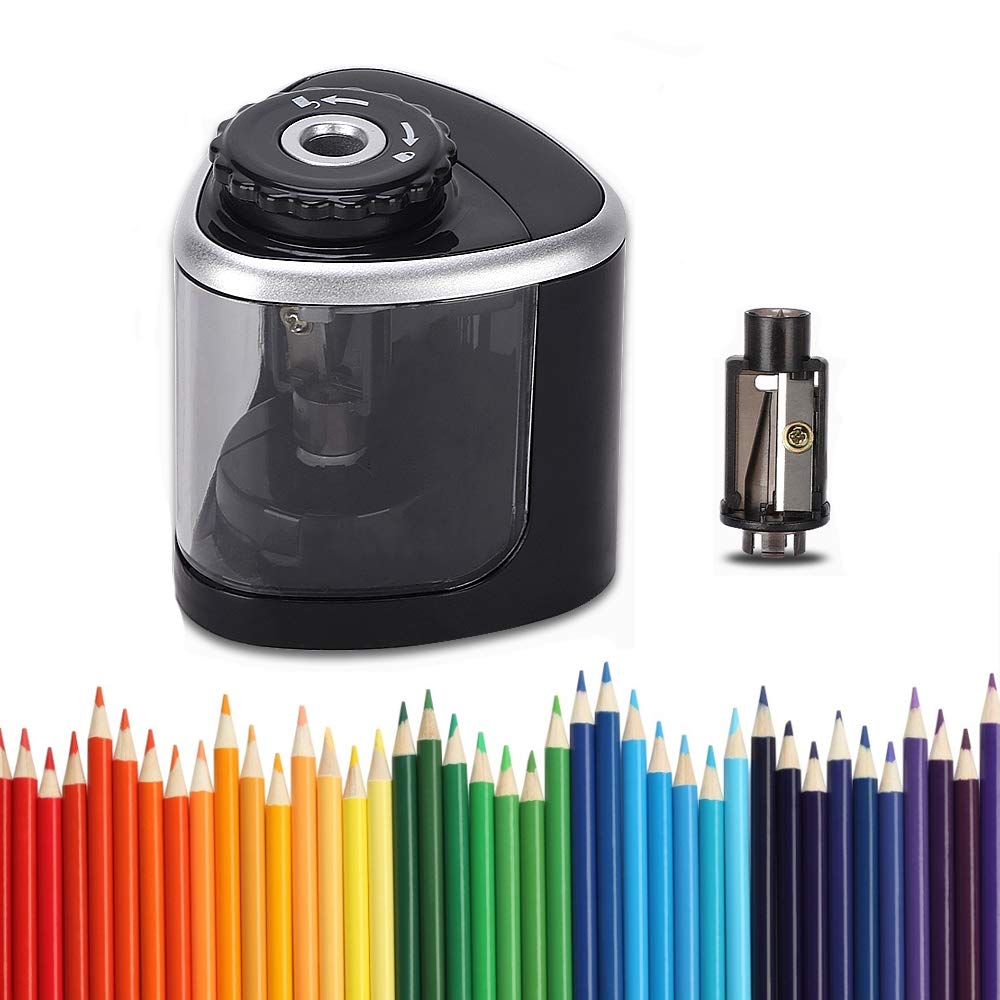 MingNor Battery Operated Electric Pencil Sharpener, Batteries Not-Included, High-Speed Automatic Pencil Sharpener for Colored Pencil(Black)