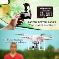 [Gigastone] 32GB Micro SD Card, Full HD Video, Surveillance Security Cam Action Camera Drone, 90MB/s Micro SDHC Class 10, with Adapter