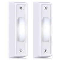 2 Pieces Lighted Doorbell Button, Wired Door Bell Push Buttons LED Door Chime, Wall Mounted Door Opener Switch (White,White Light)