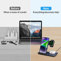 MILDILY - Wireless Charger, 3 in 1 Wireless Charging Station for Apple iPhone/iWatch/Airpods, iPhone 13, 12, 11 (Pro, Pro Max)/XS/XR/XS/X/8 (Plus), iWatch 7/6/SE/5/4/3/3/2, AirPods 2/Pro (Black) )