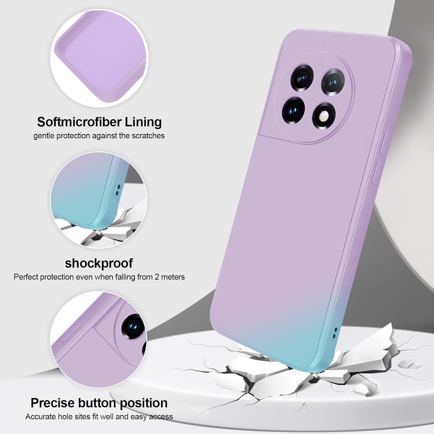 GiiYoon Silicone Case Compatible with OnePlus 11, Full Body Silky Soft Touch Phone Case with Camera Protection, Shockproof Cover with Microfiber Lining, Purple