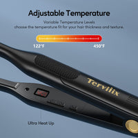 Terviiix Pencil Small Flat Iron For Edge&Short Hair,3/10 Inch Small Hair Straightener For Men,Ceramic Mini Flat Iron For Pixie&Beard,15S Fast Heat Up,Dual Voltage,Auto Shut Off,Black