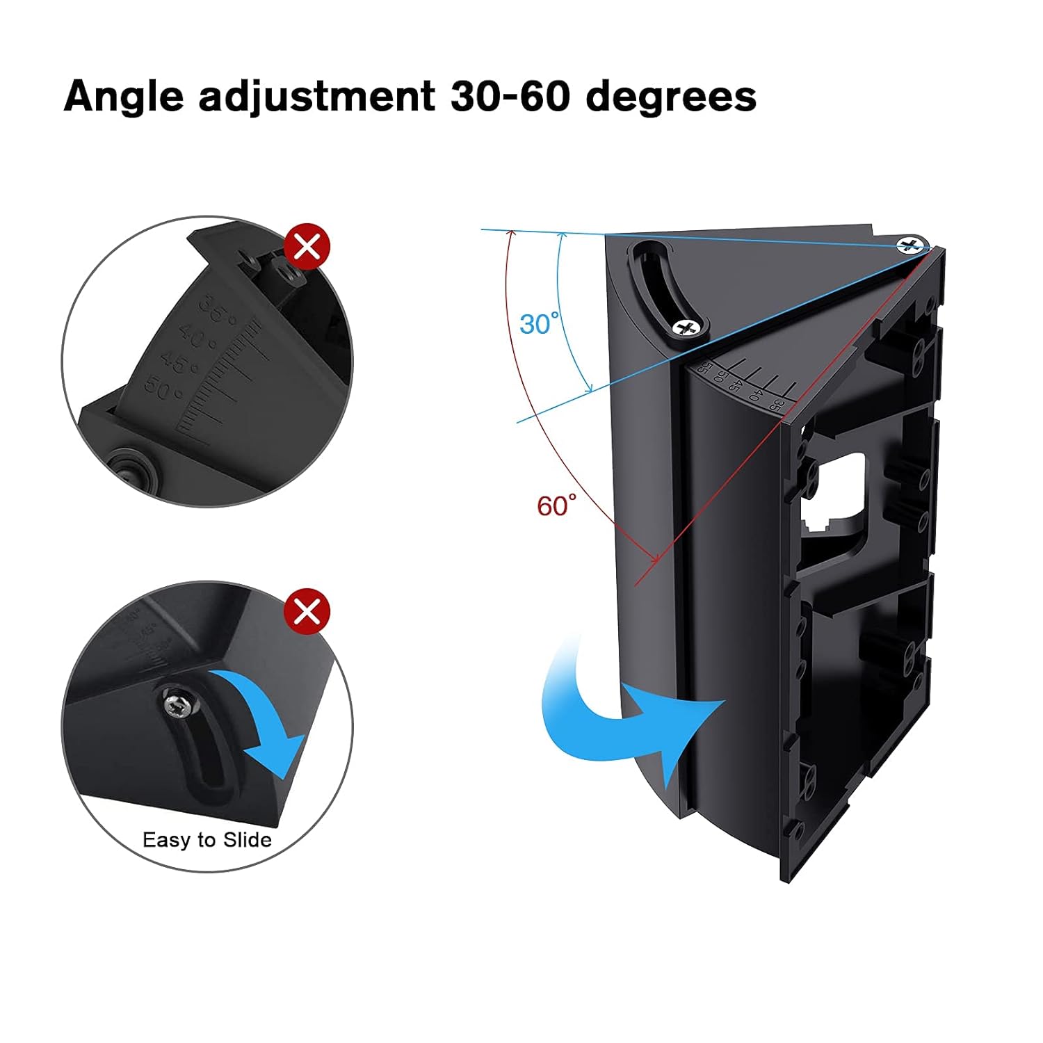 OLAIKE (Upgraded) Waterproof Adjustable Angle Mount for Video Doorbell 1st & 2nd Gen & Doorbell 2/3/4,Angle Mount(30 to 60 Degree),Mounting Plate Wedge Corner Kit/Rain Shield/Power Cable slot,Black